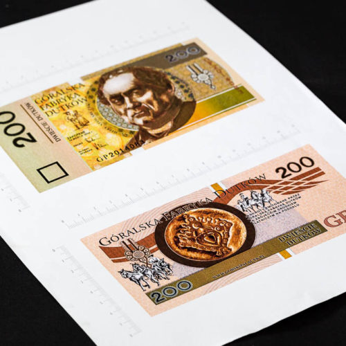 Projekt graficzny góralskich banknotów reklamowych