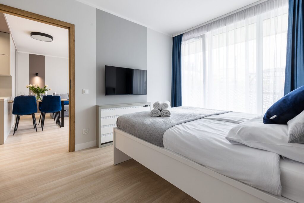 Apartament Władysławowo - sypialnia łóżko